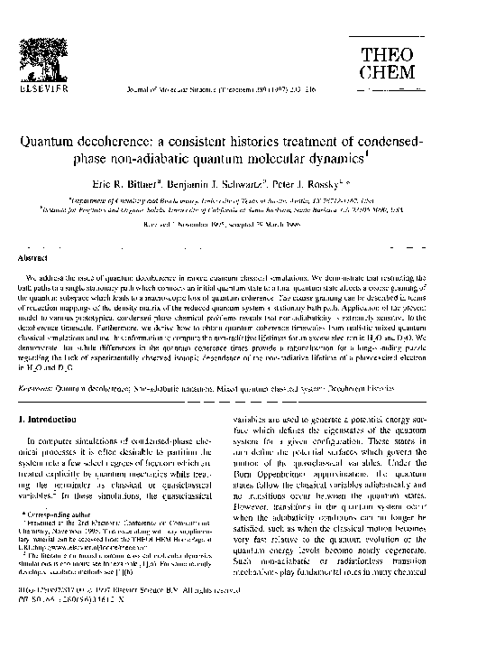 (PDF) Quantum decoherence: a consistent histories treatment of ...