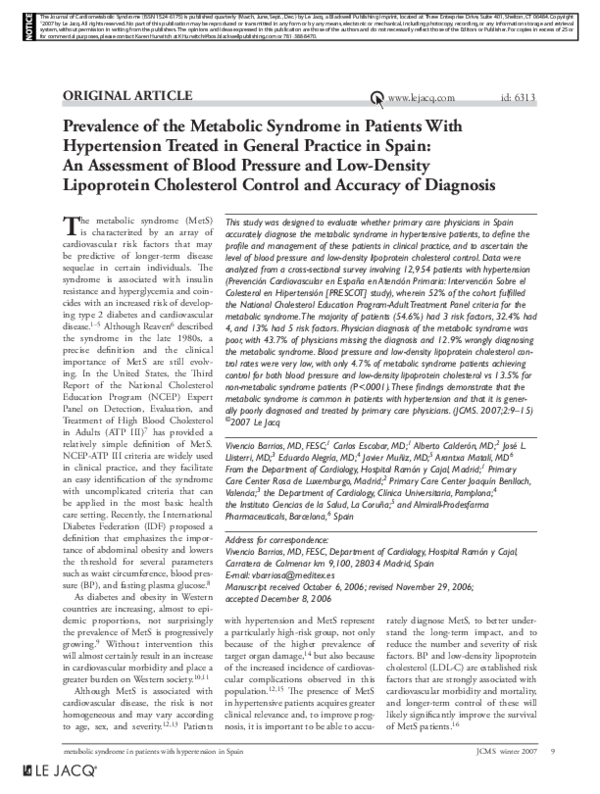 (PDF) Prevalence of metabolic syndrome in patients with psoriasis