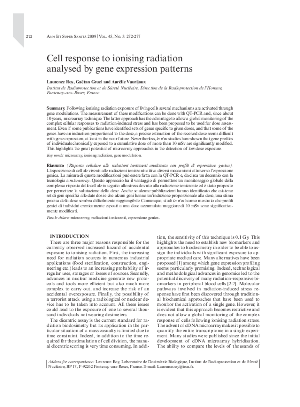 (PDF) Cell response to ionising radiation analysed by gene expression ...