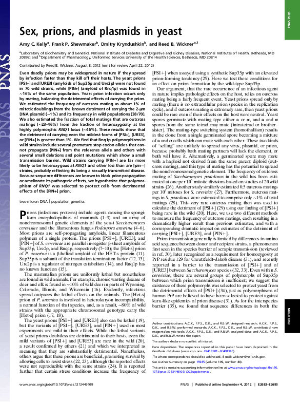(PDF) Sex, prions, and plasmids in yeast