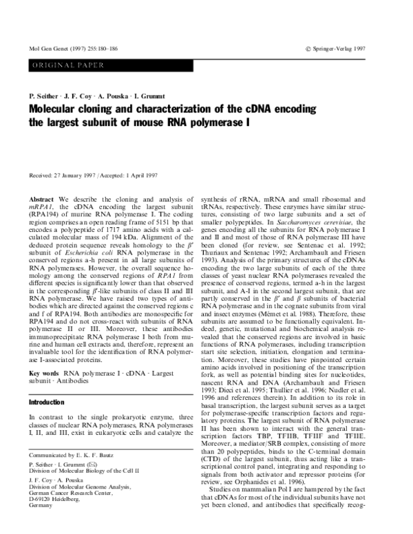 (PDF) Molecular cloning and characterization of cDNA encoding cardosin ...