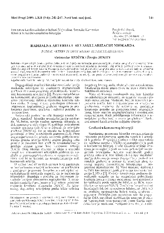 (PDF) Use of the radial artery for myocardial revascularization