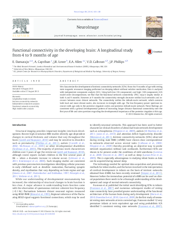 (PDF) Functional connectivity in the developing brain: A longitudinal ...