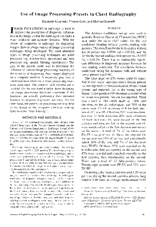 (PDF) Use of image processing presets in chest radiography