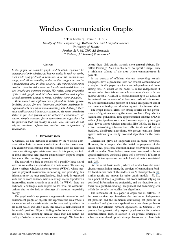 (PDF) Wireless Communication Graphs