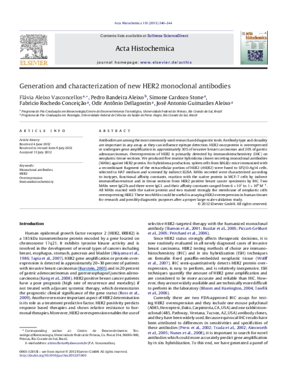 (PDF) Generation and characterization of new HER2 monoclonal antibodies