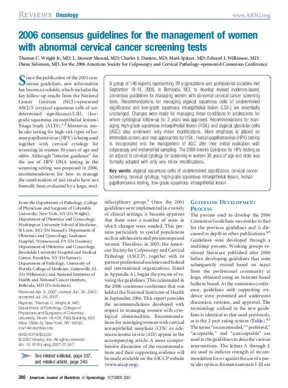 (PDF) 2006 consensus guidelines for the management of women with ...