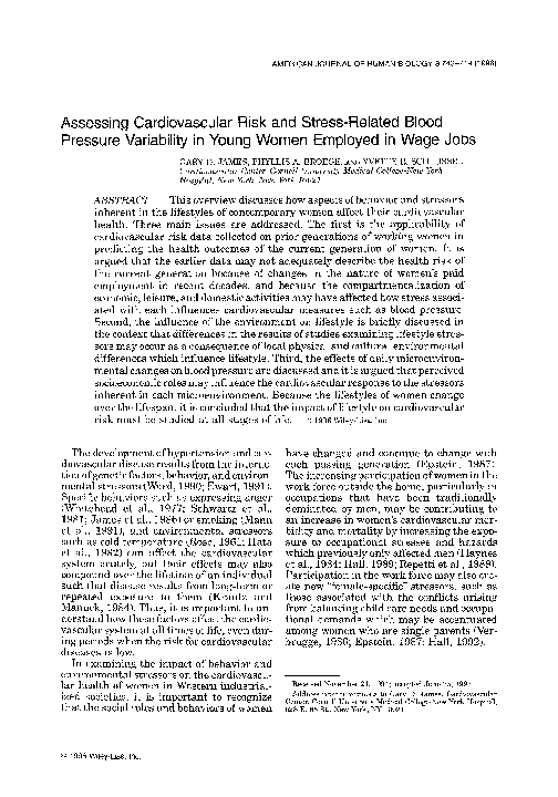 (PDF) Assessing cardiovascular risk and stress‐related blood pressure ...