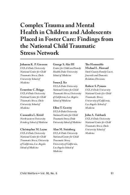 (PDF) Complex trauma and mental health in children and adolescents ...