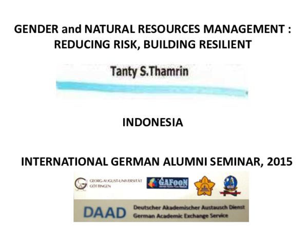 (PDF) GENDER and NATURAL RESOURCES MANAGEMENT : REDUCING RISK, BUILDING ...