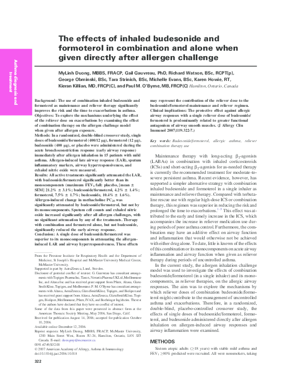 (PDF) The effects of inhaled budesonide and formoterol in combination ...
