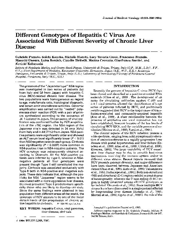 (PDF) Different genotypes of hepatitis C virus are associated with ...