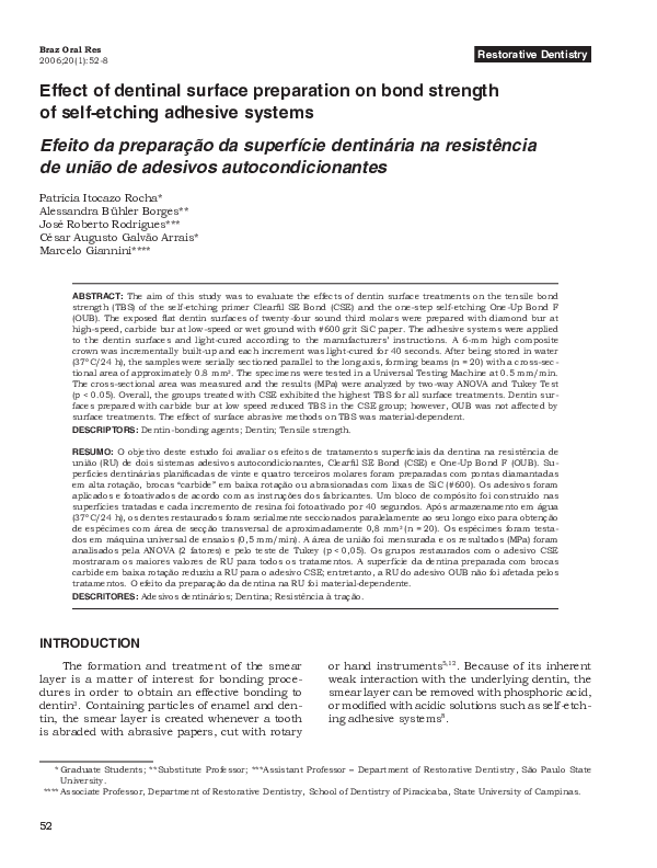 (PDF) Effect of dentinal surface preparation on bond strength of self ...