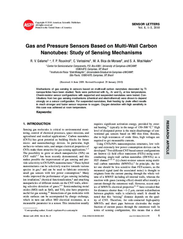 (PDF) Gas and Pressure Sensors Based on Multi-Wall Carbon Nanotubes ...