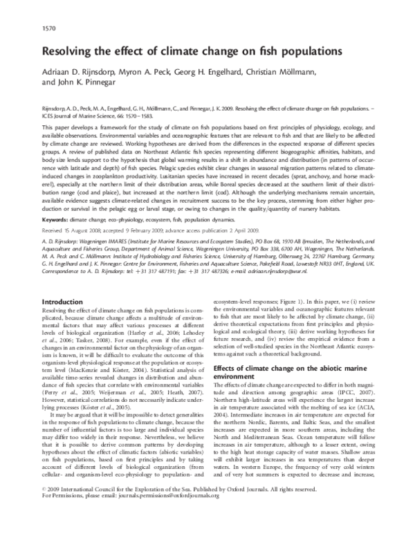 (PDF) Resolving the effect of climate change on fish populations