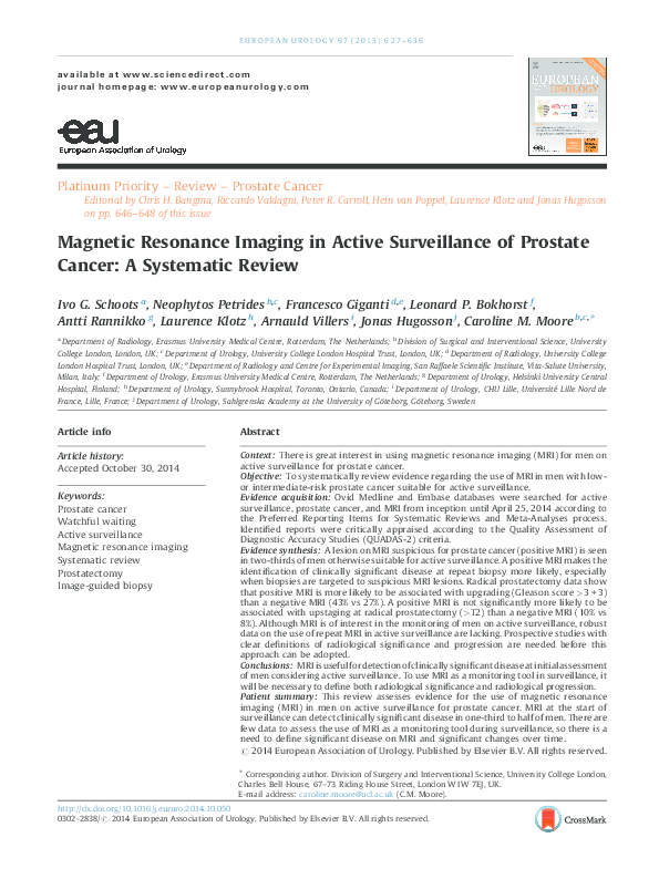 (PDF) Magnetic Resonance Imaging in Active Surveillance of Prostate ...