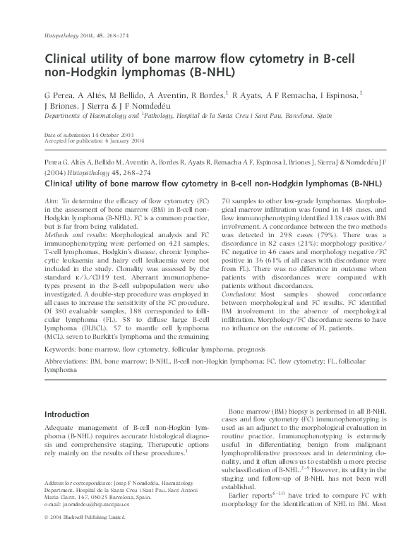 (PDF) Clinical utility of bone marrow flow cytometry in B-cell non ...