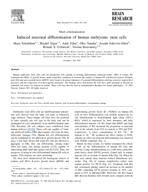 (PDF) Induced neuronal differentiation of human embryonic stem cells