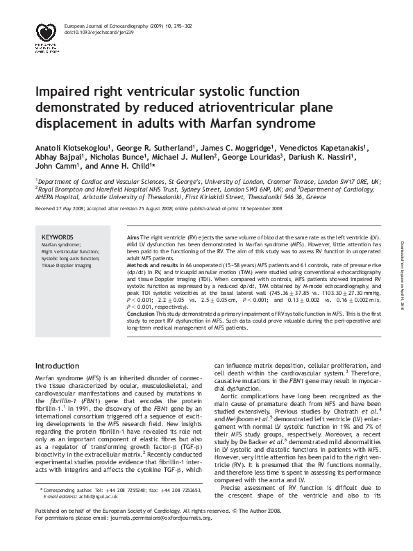 (PDF) Impaired right ventricular systolic function demonstrated by ...