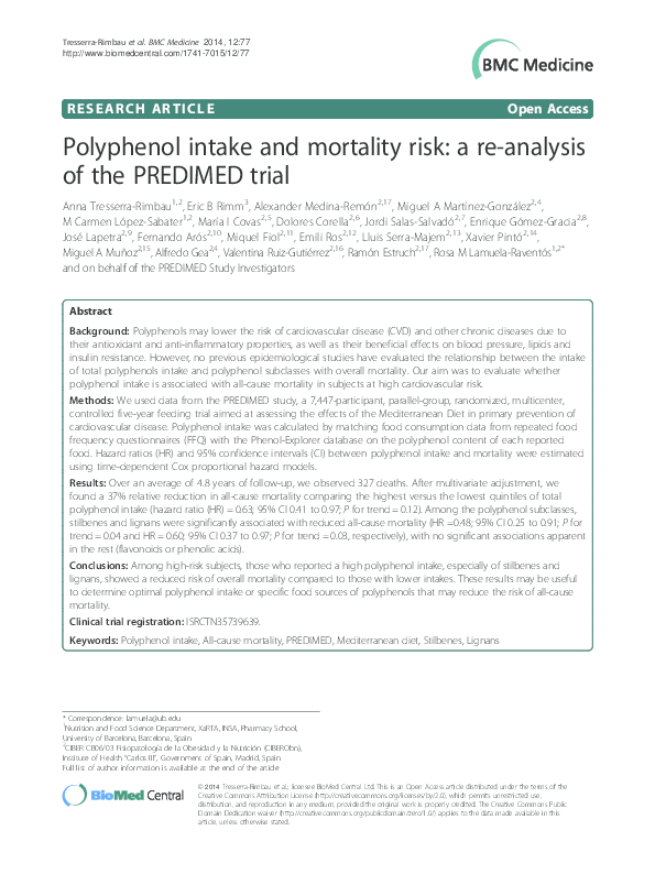 (PDF) Polyphenol intake and mortality risk: a re-analysis of the ...