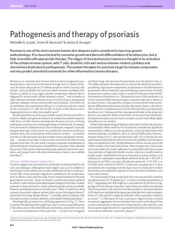 (PDF) Pathogenesis and therapy of psoriasis