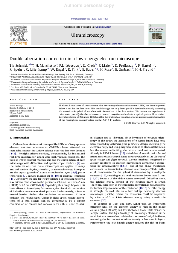 (PDF) Double aberration correction in a low-energy electron microscope ...