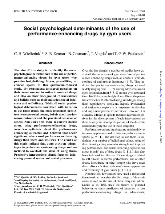 (PDF) Social psychological determinants of the use of performance