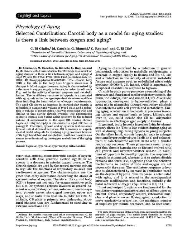 (PDF) Physiology of Aging Selected Contribution: Carotid body as a ...