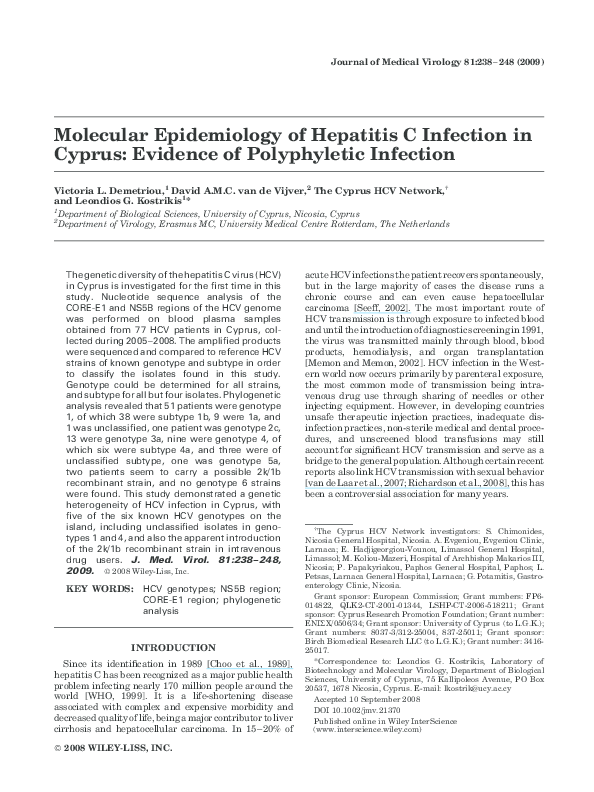 (PDF) Molecular epidemiology of hepatitis C virus infection among ...