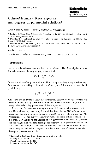 (PDF) Cohen-Macaulay Rees algebras and degrees of polynomial relations