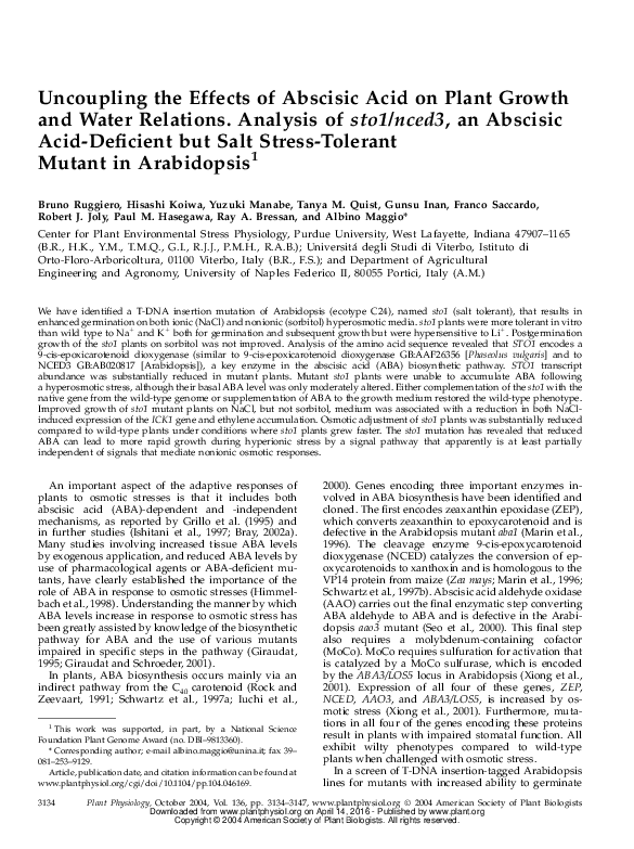 (PDF) Uncoupling the Effects of Abscisic Acid on Plant Growth and Water ...