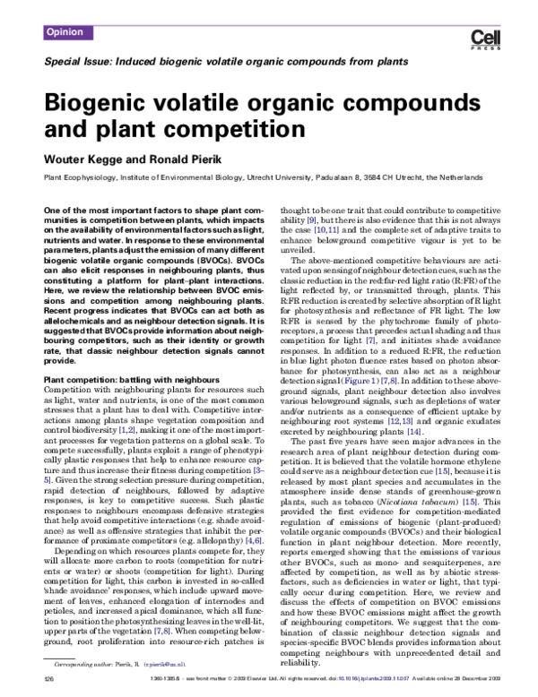 (PDF) Biogenic volatile organic compounds and plant competition
