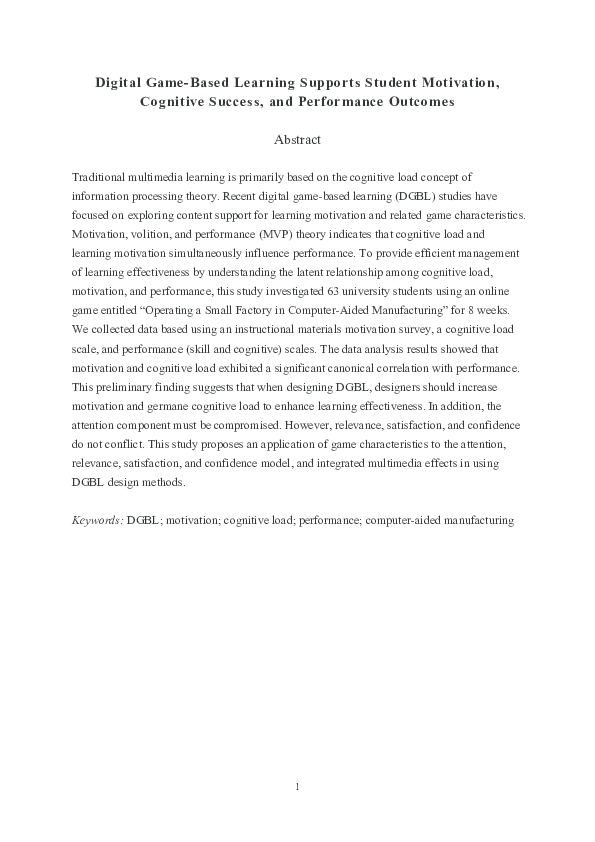 (PDF) Digital Game-Based Learning Supports Student Motivation ...
