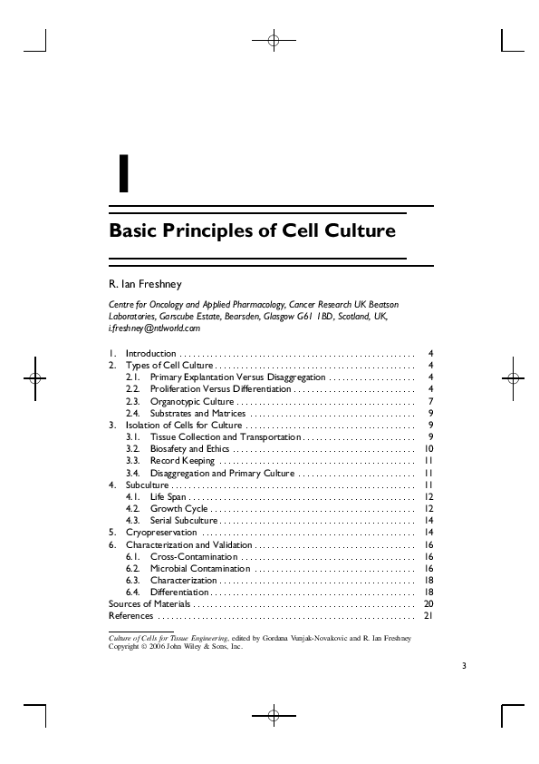 (PDF) Basic Principles of Cell Culture sue mohamed Academia.edu