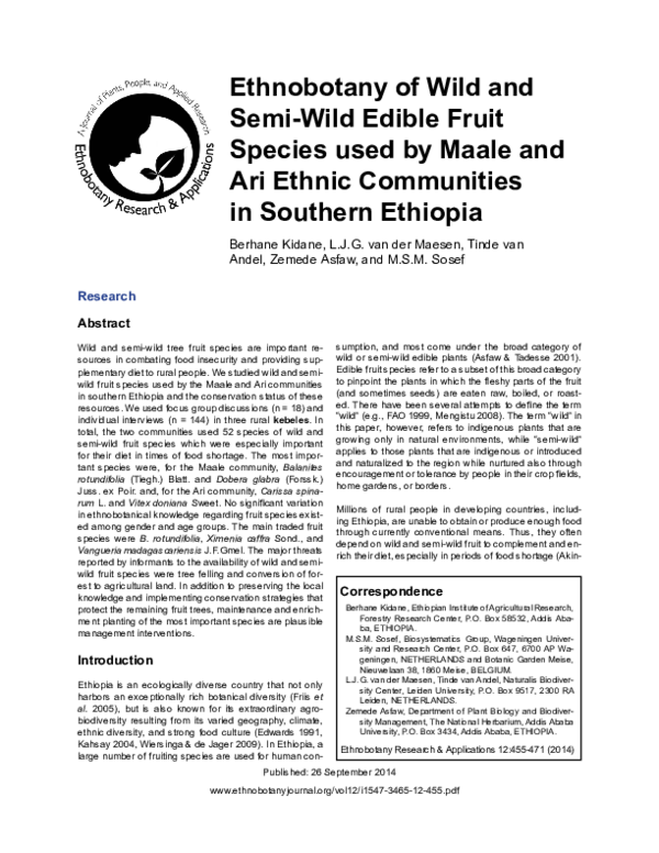 (PDF) Ethnobotany of Wild and Semi-Wild Edible Fruit Species used by ...
