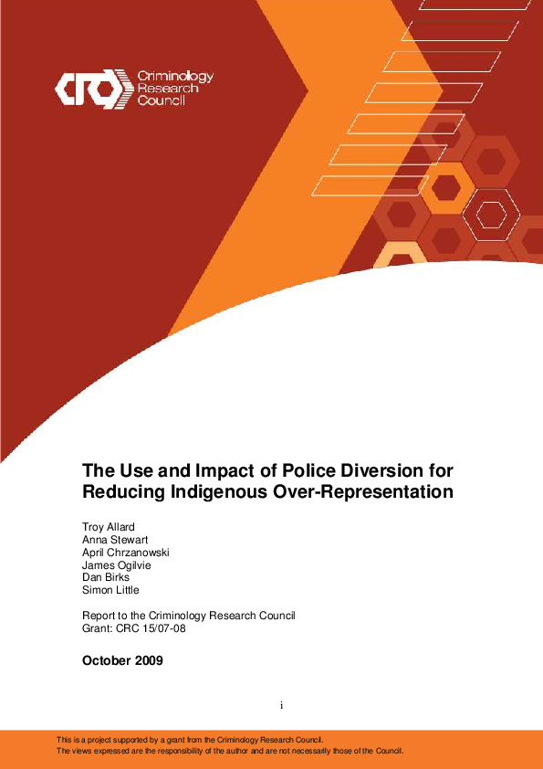 (PDF) The use and impact of police diversion for reducing Indigenous