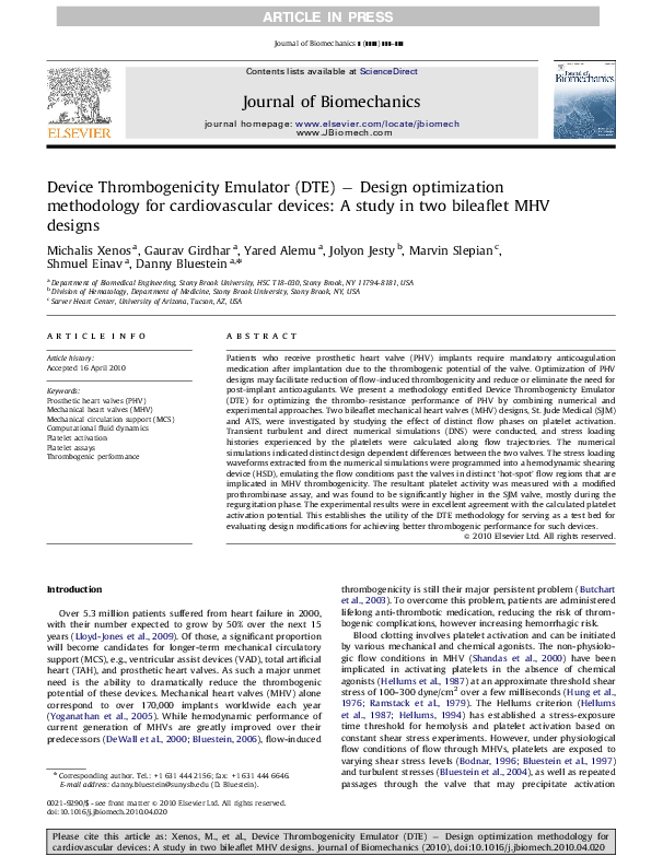 (PDF) Device Thrombogenicity Emulator (DTE) − Design optimization ...