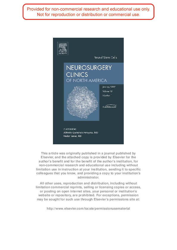 (PDF) The adult neural stem cell niche: lessons for future neural cell ...
