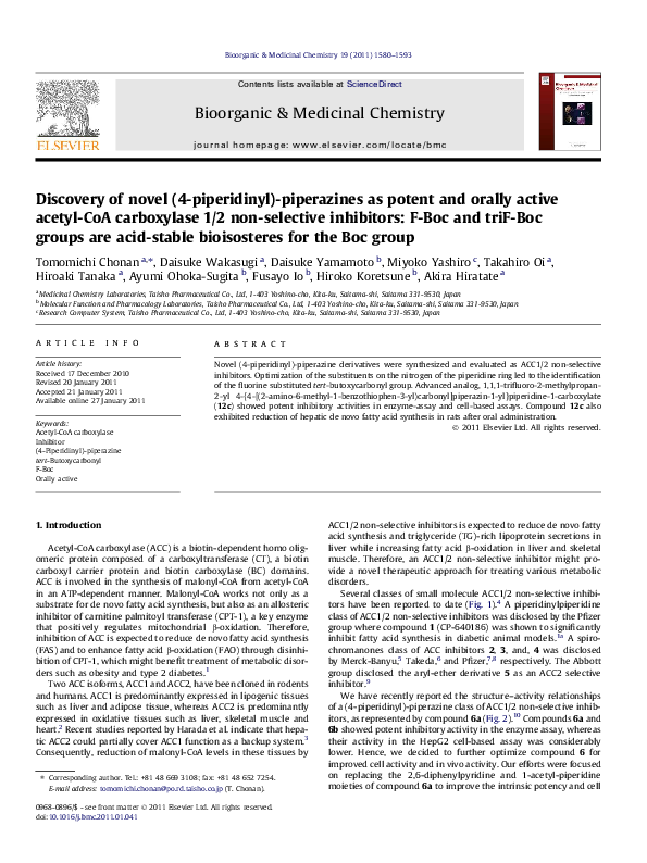 (PDF) Discovery of novel (4-piperidinyl)-piperazines as potent and ...