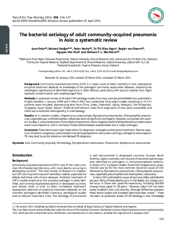(PDF) The bacterial aetiology of adult community-acquired pneumonia in ...