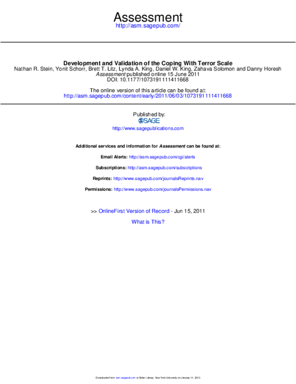 (PDF) Development and Validation of the Coping With Terror Scale
