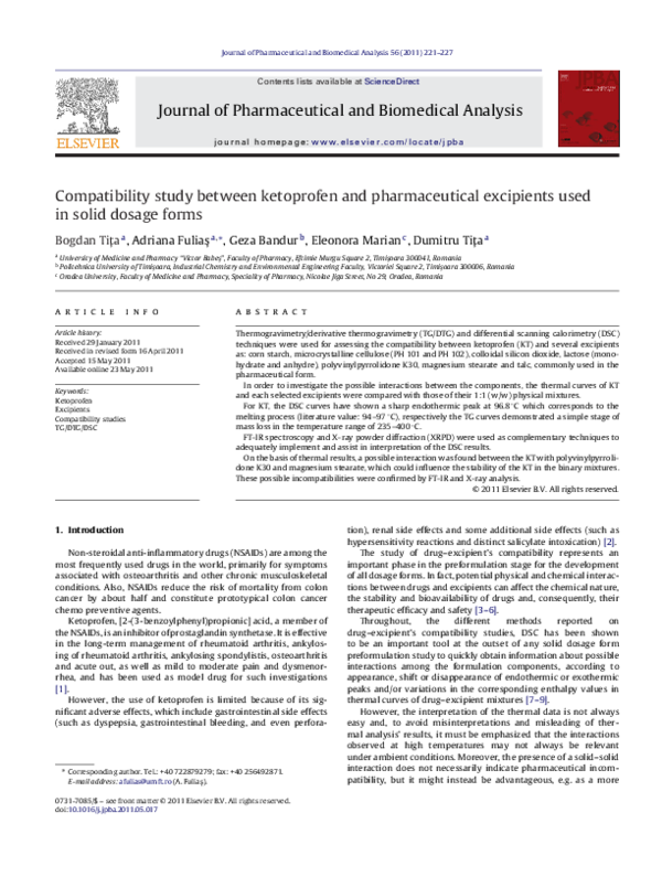 (PDF) Compatibility study between ketoprofen and pharmaceutical ...