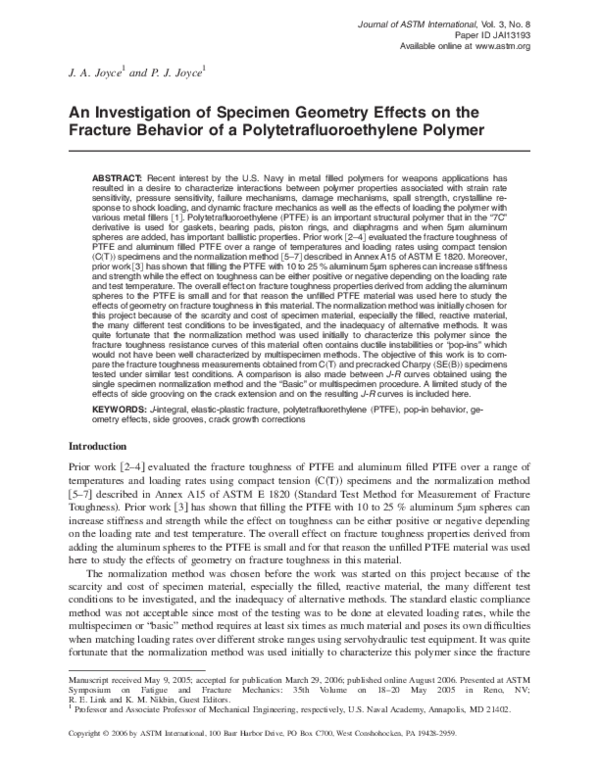 (PDF) An Investigation of Specimen Geometry Effects on the Fracture ...