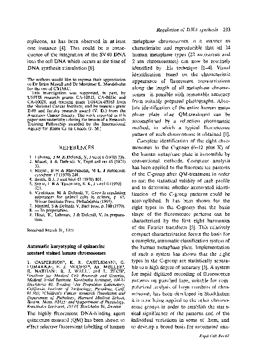 (PDF) Automatic karyotyping of quinacrine mustard stained human