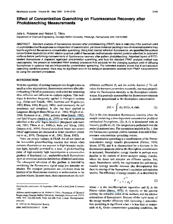 (PDF) Effect of concentration quenching on fluorescence recovery after