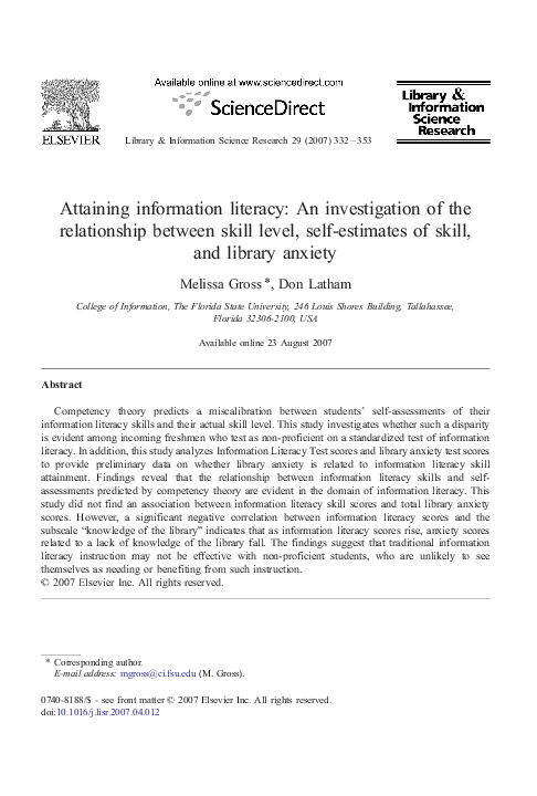 (PDF) Attaining information literacy: An investigation of the ...