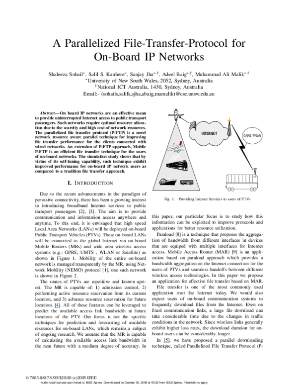 (PDF) A parallelized file-transfer-protocol for on-board IP networks