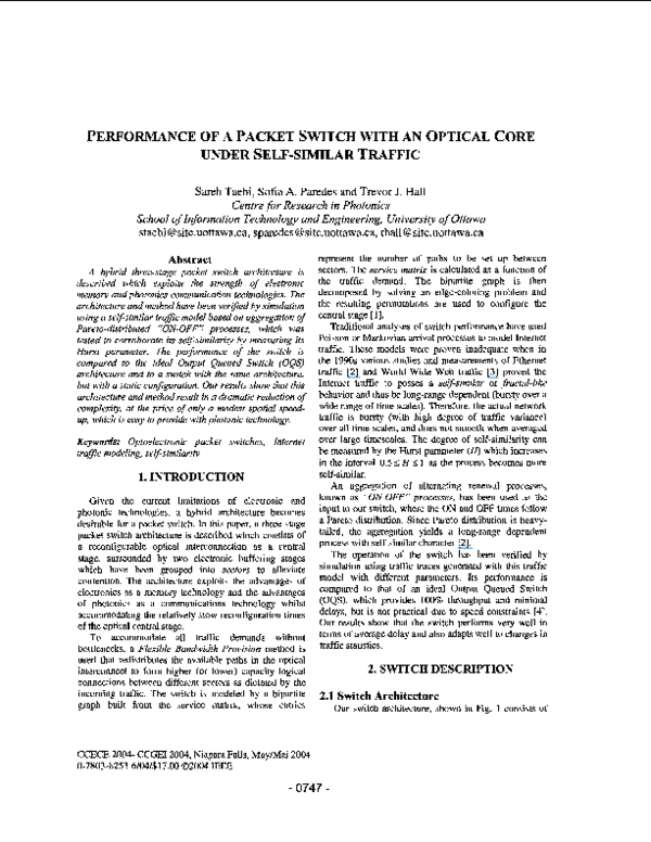 (PDF) Performance of a packet switch with an optical core under self ...