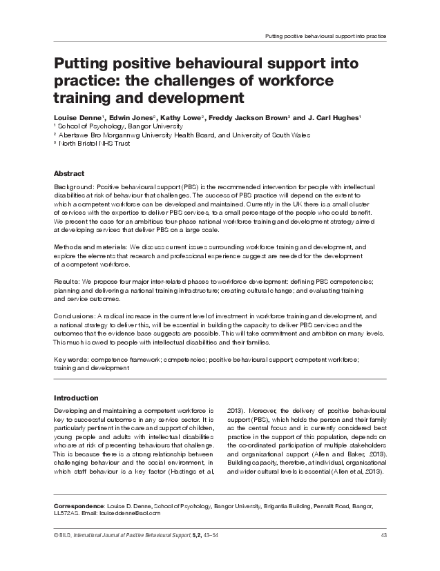 (PDF) Putting positive behavioural support into practice