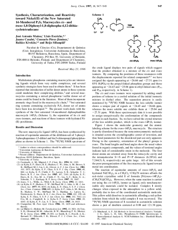 (PDF) Synthesis, Characterization, and Reactivity toward Nickel(II) of ...